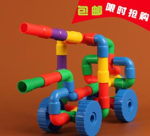 Our children plastic LEGO assembled desktop toys wholesale pipe class tasteless environmental protection
